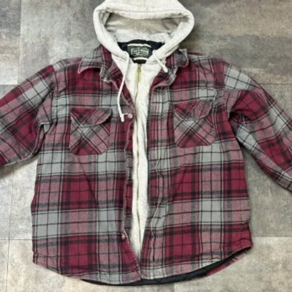 Field Stream Mens XL Flannel Sweatshirt Hoodie Jacket Full Zip Quilted Shacket - Picture 4 of 7